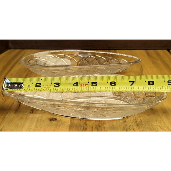 Vintage Retro Teardrop Glass Side Candy Relish Vegetable Dishes Clear Embossed - Picture 7 of 10